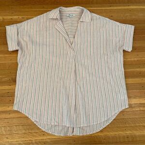 Madewell Courier Button Back Short Sleeve Blouse